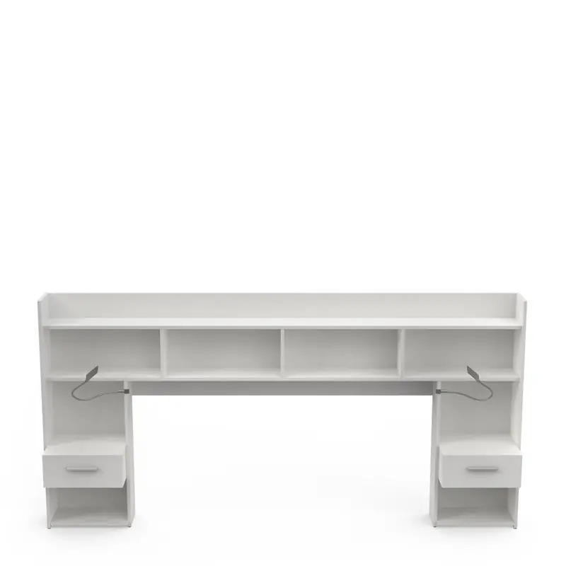 Gereduceerde Prijs Tête de lit avec tables de chevets et liseuses led intégrées blanc L108,5 cm - CHICAGO