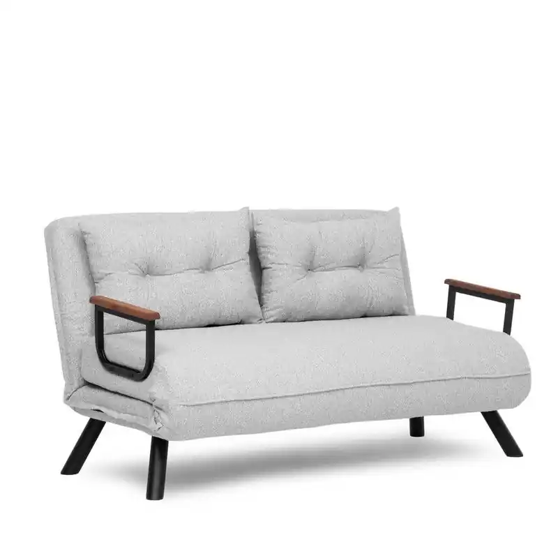 Alleen Vandaag 2-zits slaapbank van boucléstof met metalen poten L133 cm - SANDO