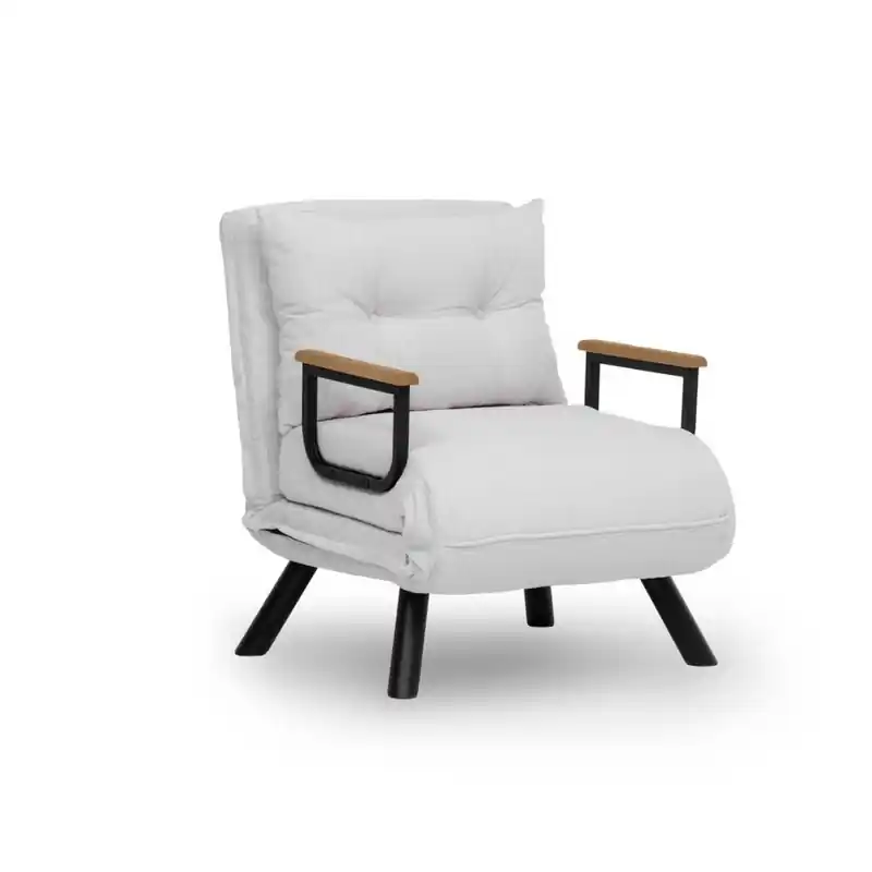 Converteerbare fauteuil in badstof met metalen poten L67 cm - SANDO Voordeelprijs
