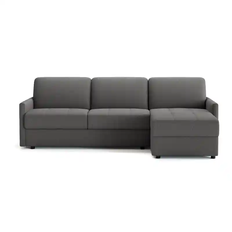 Hoekbank met slaapfunctie, 3-zits in grijze stof L260 cm - BELLUNO Premium