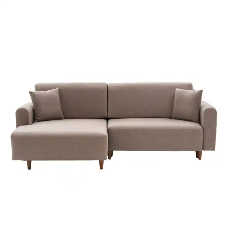 Hoekbank met slaapfunctie en linkse chaise longue in stof L246 cm - MANE Snelle Levering
