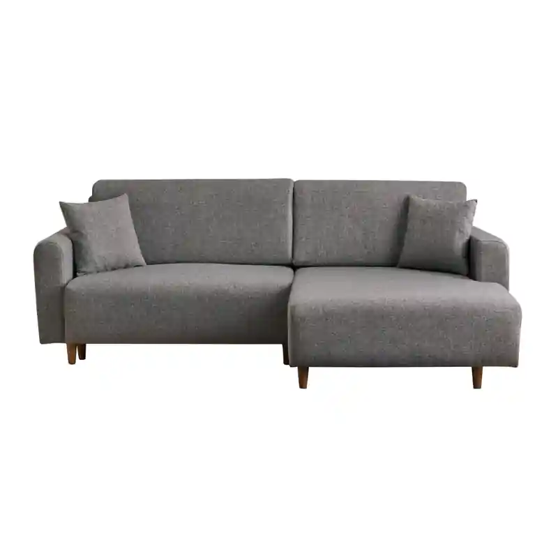 Voordeelprijs Hoekbank met slaapfunctie en rechtse chaise longue in stof L246 cm - MANE