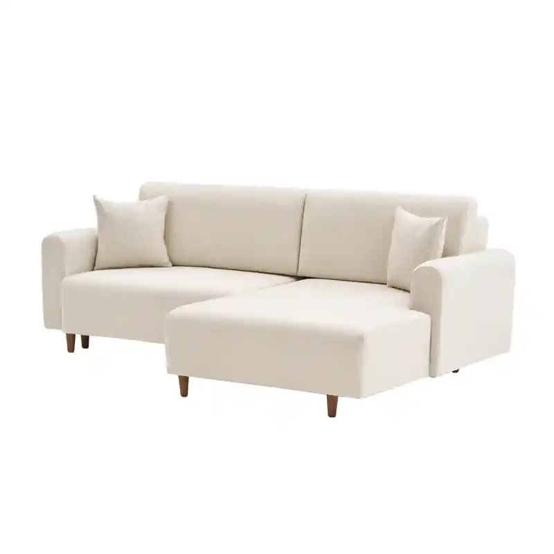 Voordeelprijs Hoekbank met slaapfunctie en rechtse chaise longue in stof L246 cm - MANE