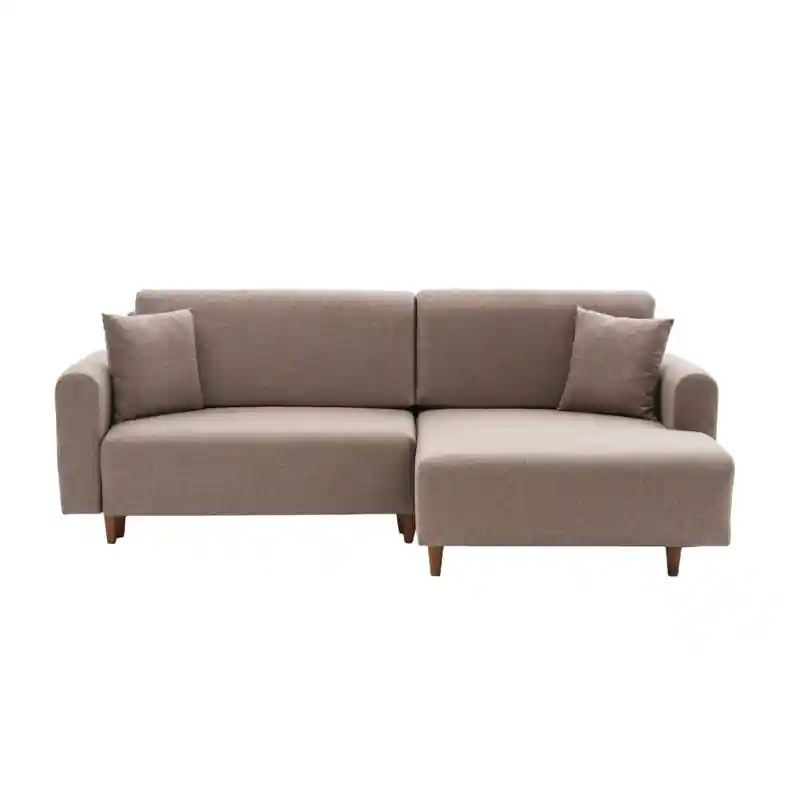 Hoekbank met slaapfunctie en rechtse chaise longue in stof L246 cm - MANE Favoriet