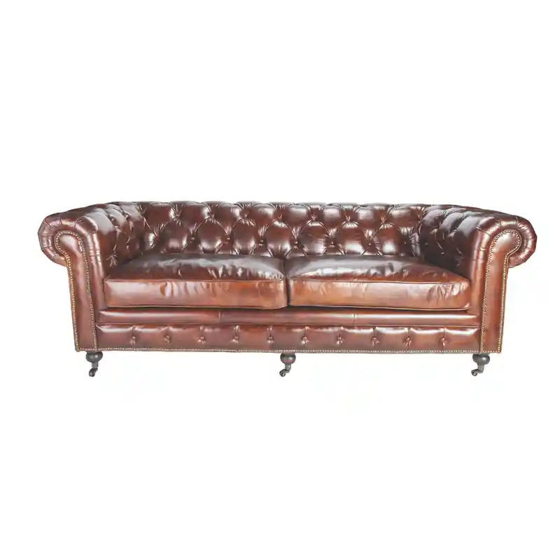 Bulkbestelling 3-zitsbank van chocoladebruin leer L223 cm - CHESTERFIELD