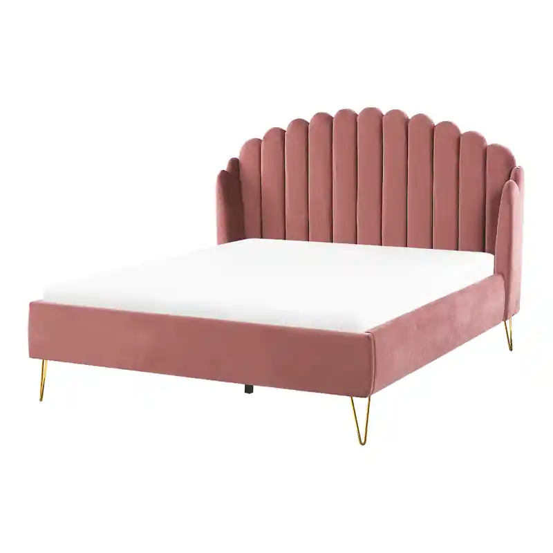 AMBILLOU - Tweepersoonsbed - Roze - 140 x 200 cm - Fluweel Groothandel