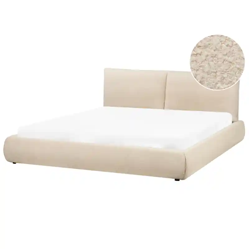VINAY - Tweepersoonsbed - Lichtbeige - 180 x 200 cm - Bouclé Groothandel