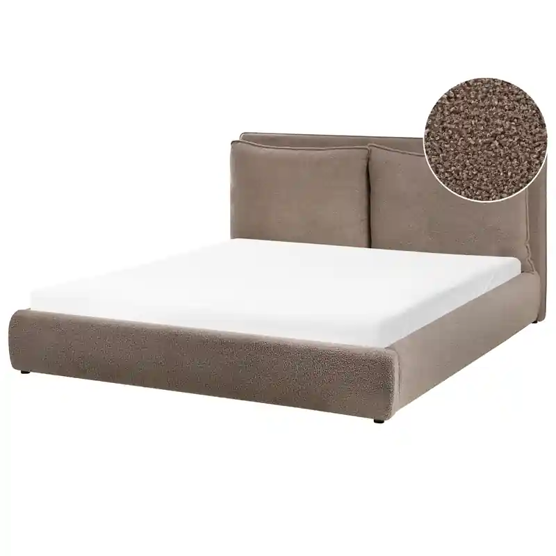 BAJONNA - Tweepersoonsbed - Bruin - 160 x 200 cm - Bouclé Modern