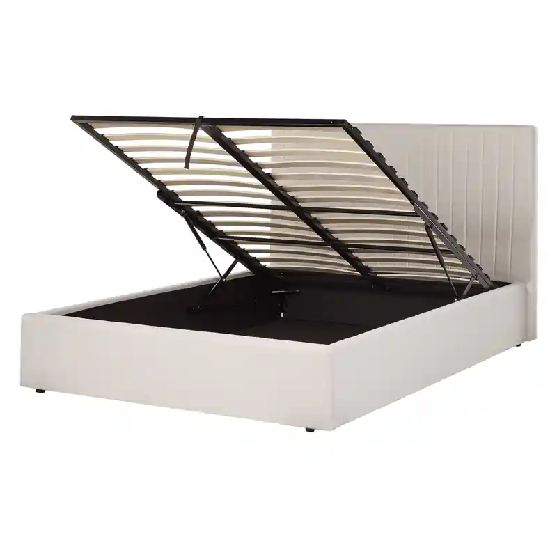 VION - Bed met opbergruimte - Beige - 140 x 200 cm - Polyester Direct Verzonden