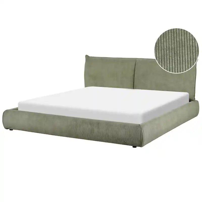 VINAY - Tweepersoonsbed - Olijfgroen - 180 x 200 cm - Corduroy Bulkbestelling
