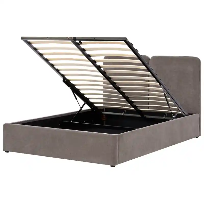 ARBOIS - Bed met opbergruimte - Taupe - 140 x 200 cm - Polyester Koop Online