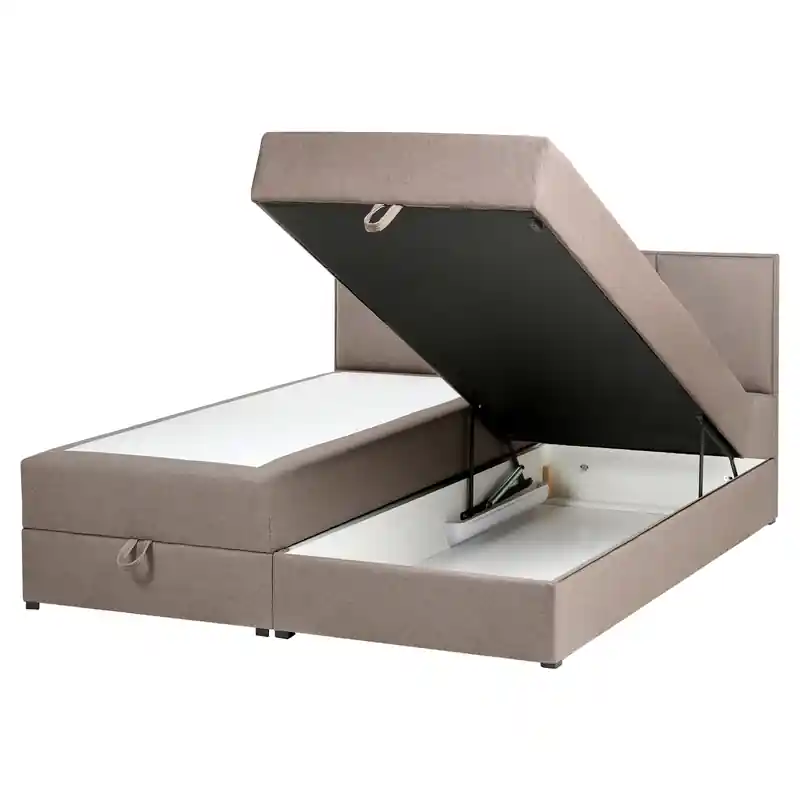 BARONET - Boxspringbed - Taupe - 160 x 200 cm - Stof Garantie Inbegrepen