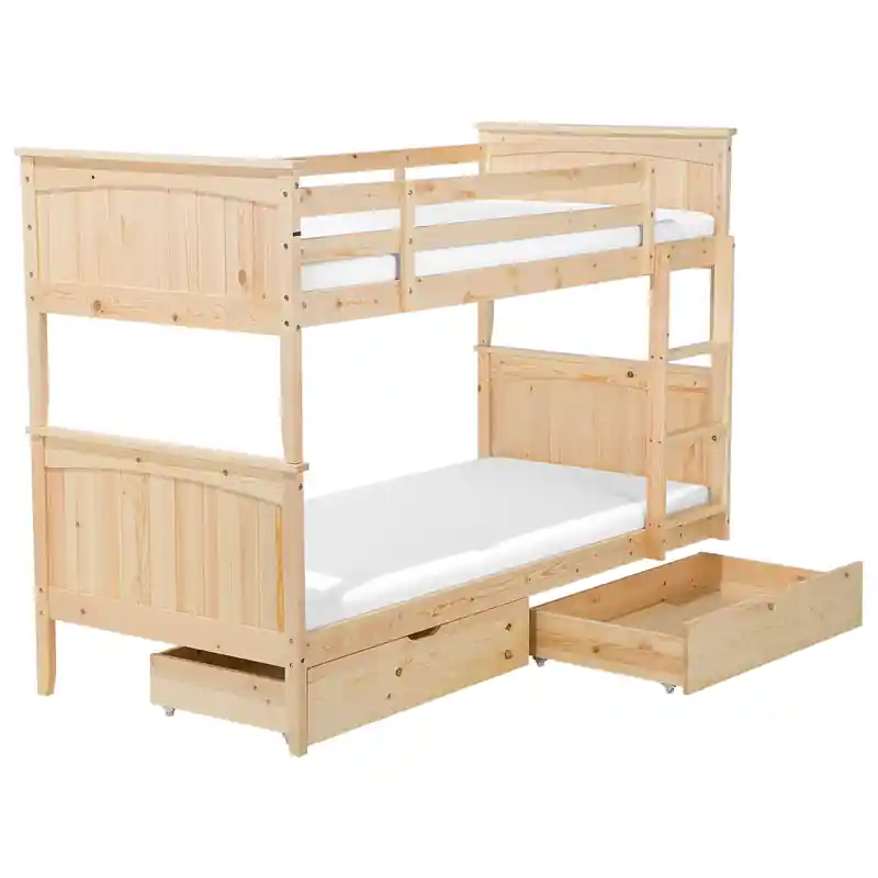 ALBON - Stapelbed opbergruimte - Lichtbruin - 90 x 200 cm - Dennenhout Nieuw Model