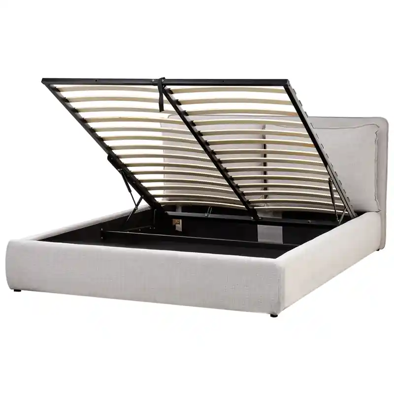 BAJONNA - Bed met opbergruimte - Lichtgrijs - 160 x 200 cm - Polyester Betrouwbaar