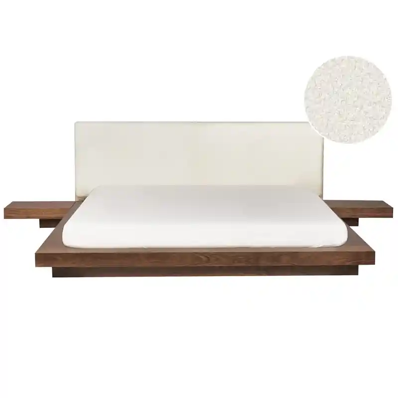 ZEN - Tweepersoonsbed - Bruin - 180 x 200 cm - Bouclé Flitsaanbieding