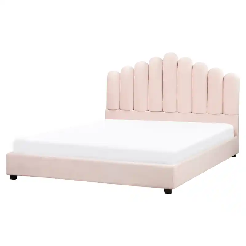 VINCENNES - Waterbed - Pastelroze - 160 x 200 cm - Fluweel Veilige Betaling