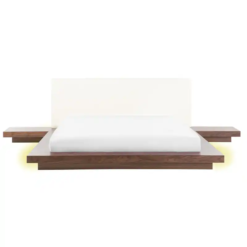 ZEN - Tweepersoonsbed LED - Lichte houtkleur - 160 x 200 cm - MDF Rechtstreeks Van De Fabrikant