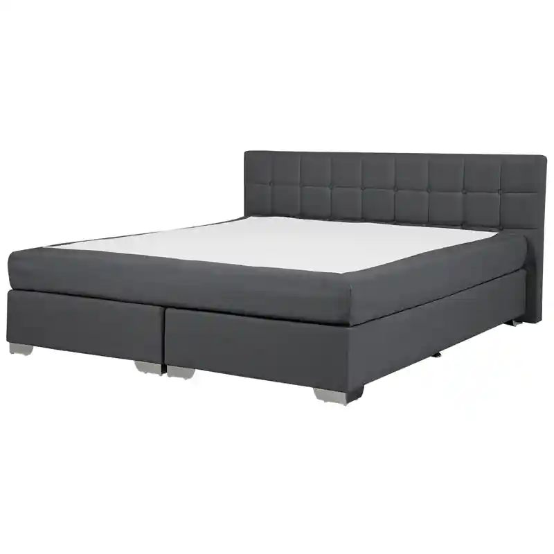 ADMIRAL - Boxspringbed - Donkergrijs - 180 x 200 cm - Polyester Luxe
