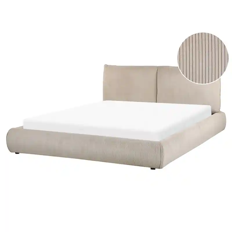 VINAY - Waterbed - Taupe - 160 x 200 cm - Corduroy Snelle Levering