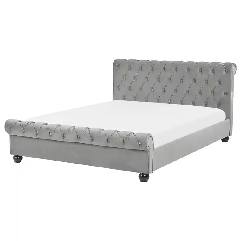 Ambachtelijk AVALLON - Waterbed - Lichtgrijs - 160 x 200 cm - Fluweel