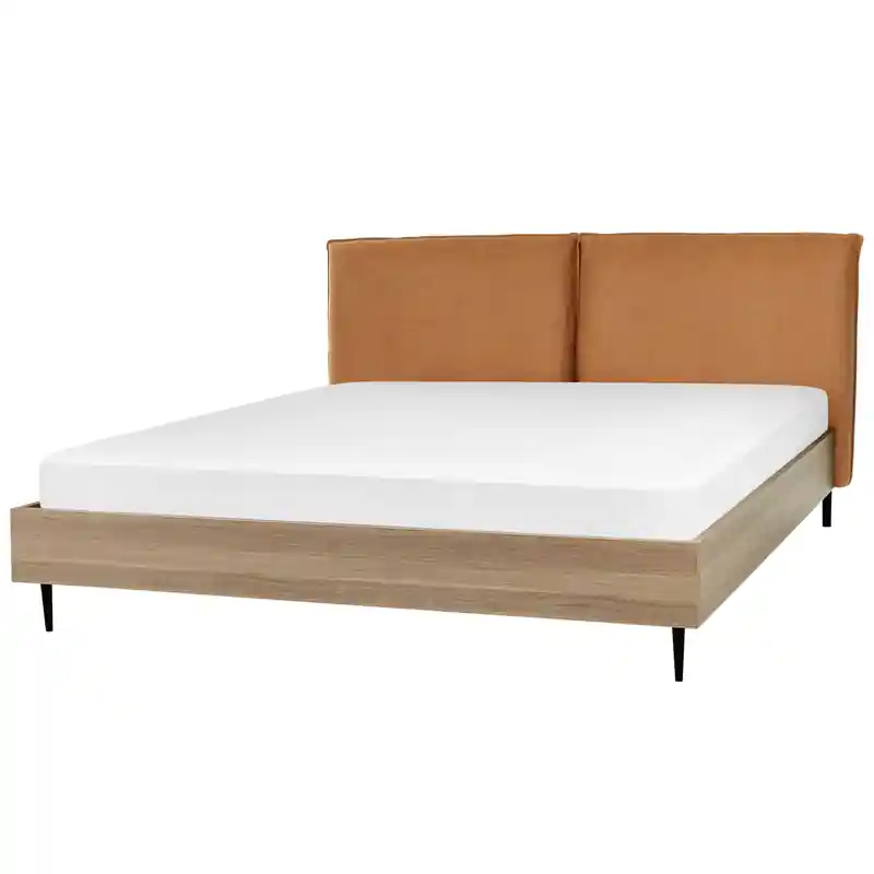 Ambachtelijk LIMANTON - Bed - Goudbruin - 180 x 200 cm - Kunstleer