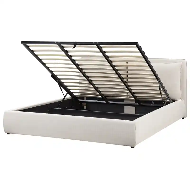 BAJONNA - Bed met opbergruimte - Beige - 180 x 200 cm - Polyester Actieprijs