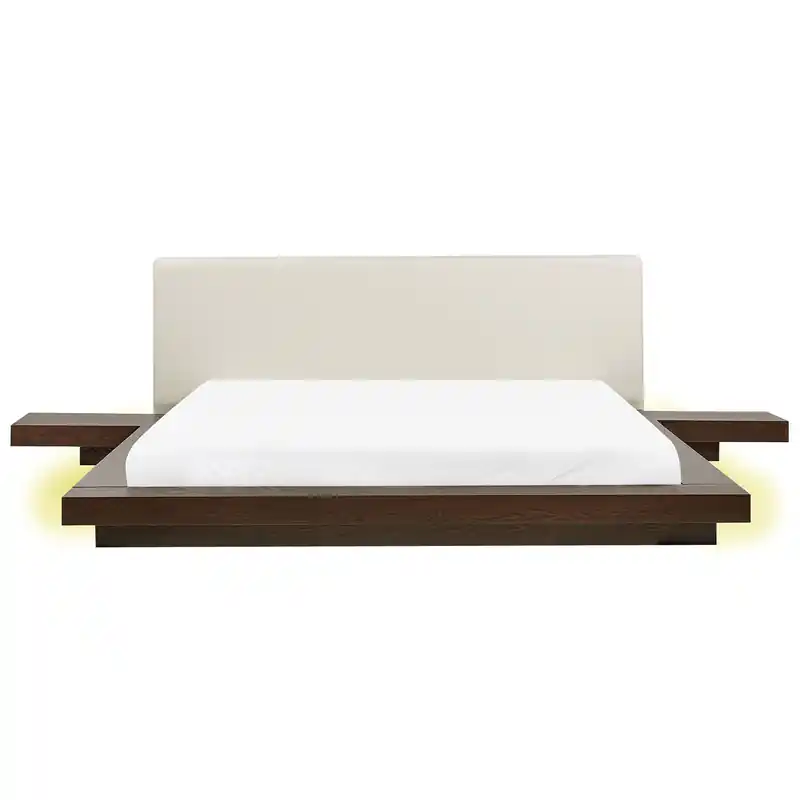 Voordeelprijs ZEN - Tweepersoonsbed LED - Donkere houtkleur - 180 x 200 cm - MDF