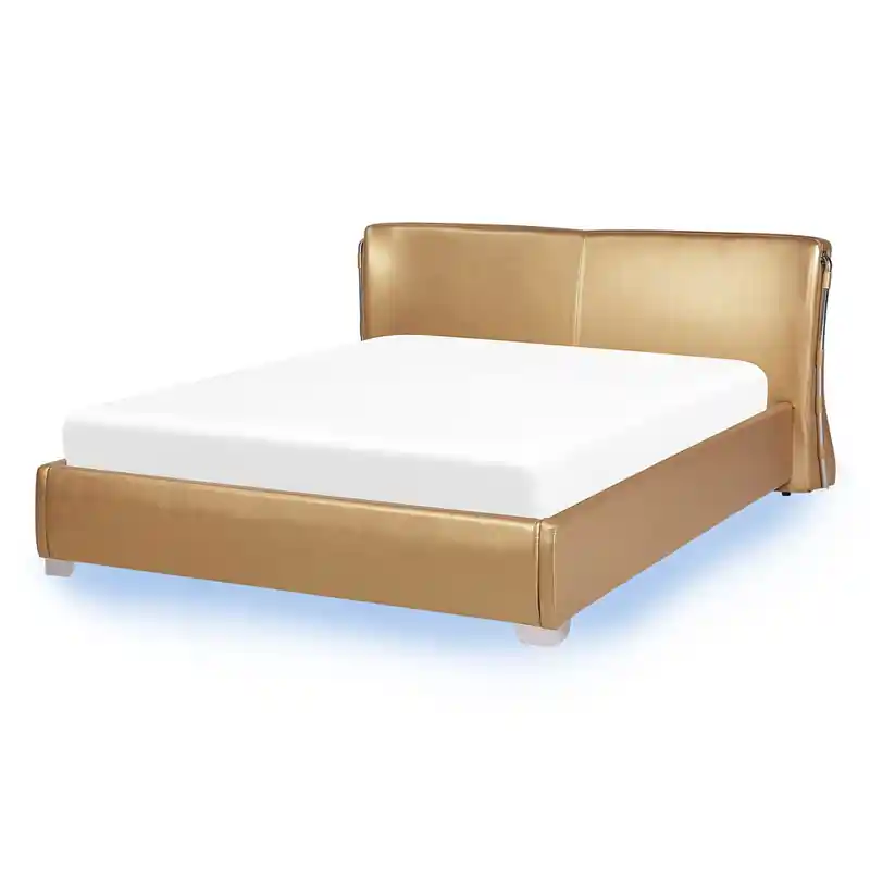 Authentiek PARIS - Waterbed LED - Goud - 140 x 200 cm - Leer