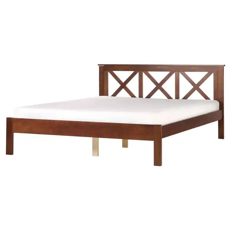 Aanbieding TANNAY - Tweepersoonsbed - Donkerbruin - 160 x 200 cm - Dennenhout