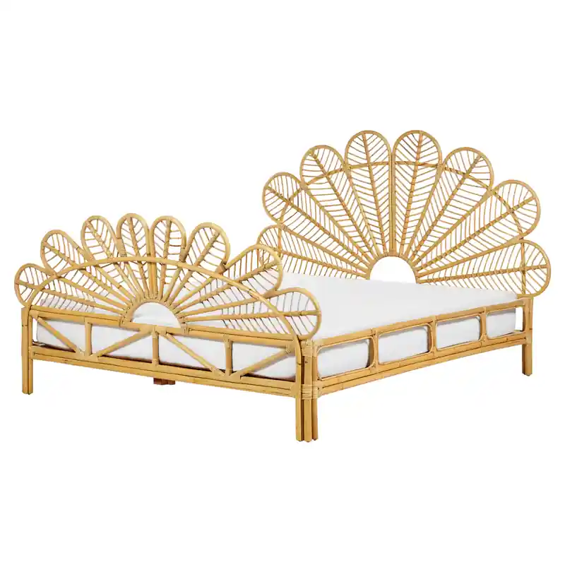 Actieprijs FLORENTINE - Tweepersoonsbed - Lichtbruin - 160 x 200 cm - Rotan