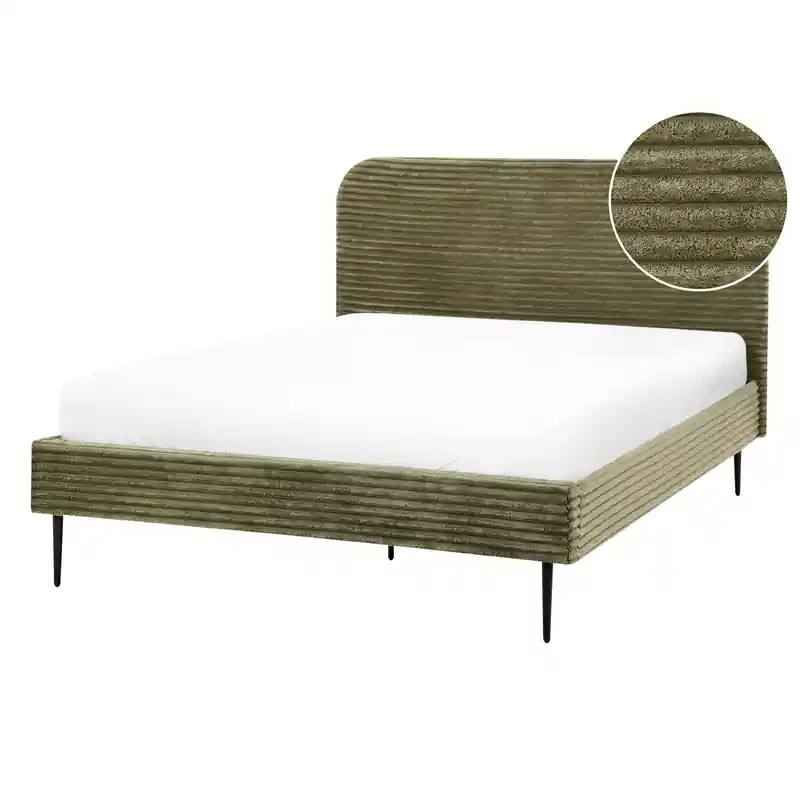Aanbieding FLAYAT - Tweepersoonsbed - Groen - 140 x 200 cm - Corduroy