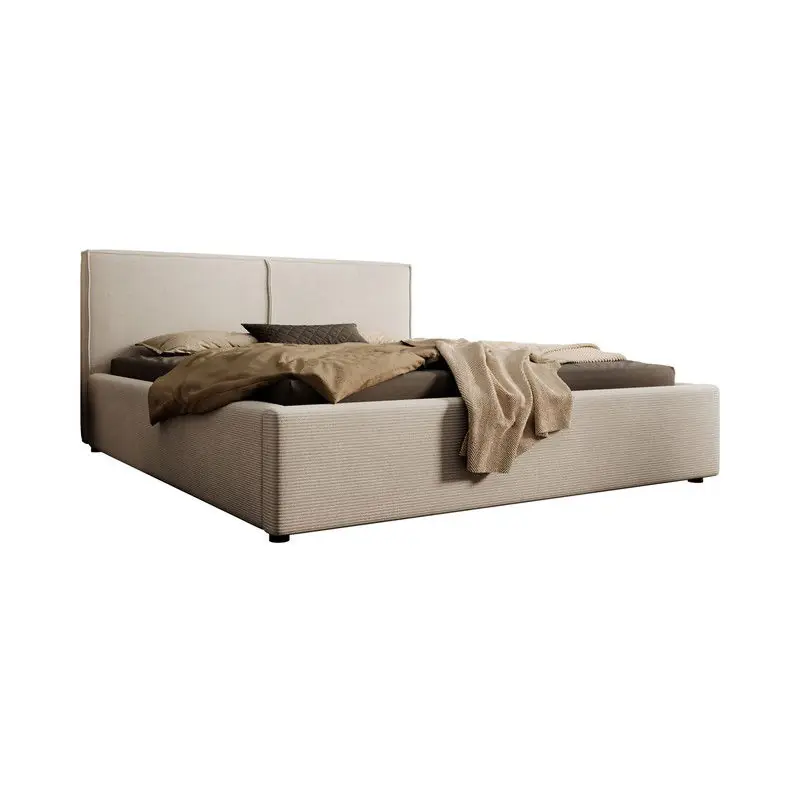 Uitverkoop Meubella - Tweepersoonsbed Infinity - Beige ribstof - 160x200 cm