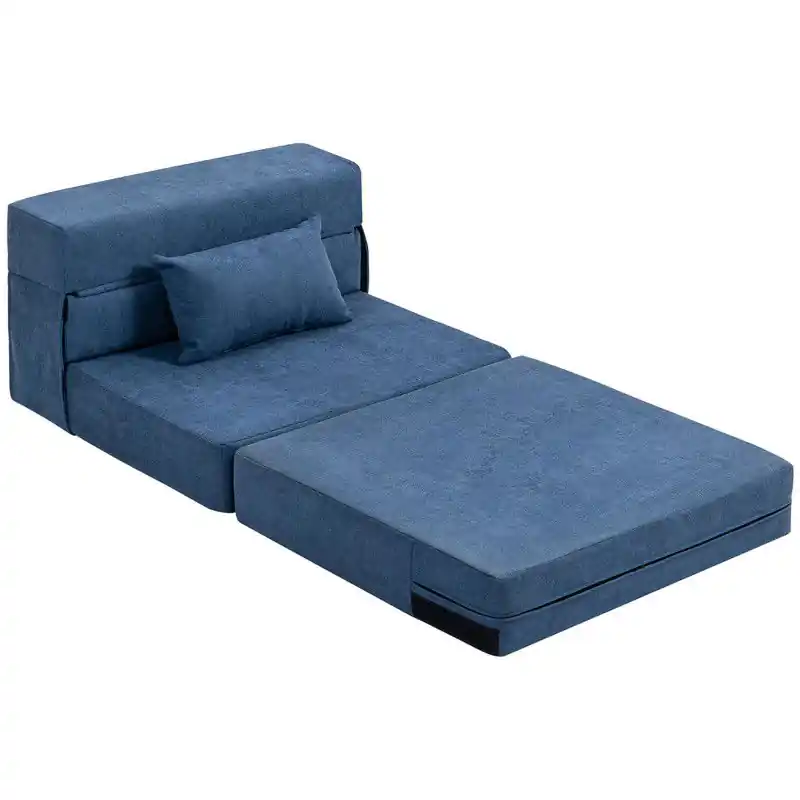 Bank omvormbaar tot Slaapbank - Donkerblauw Modern