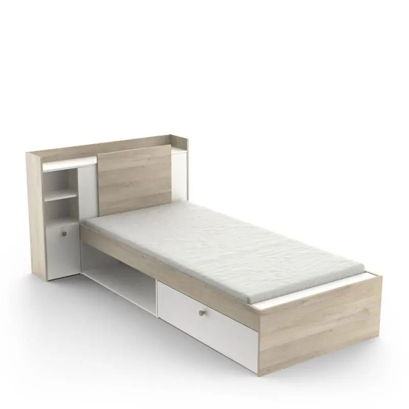 Alleen Vandaag Bed van 90x190/200 cm met 1 lade en 1 vak - L124,5 cm