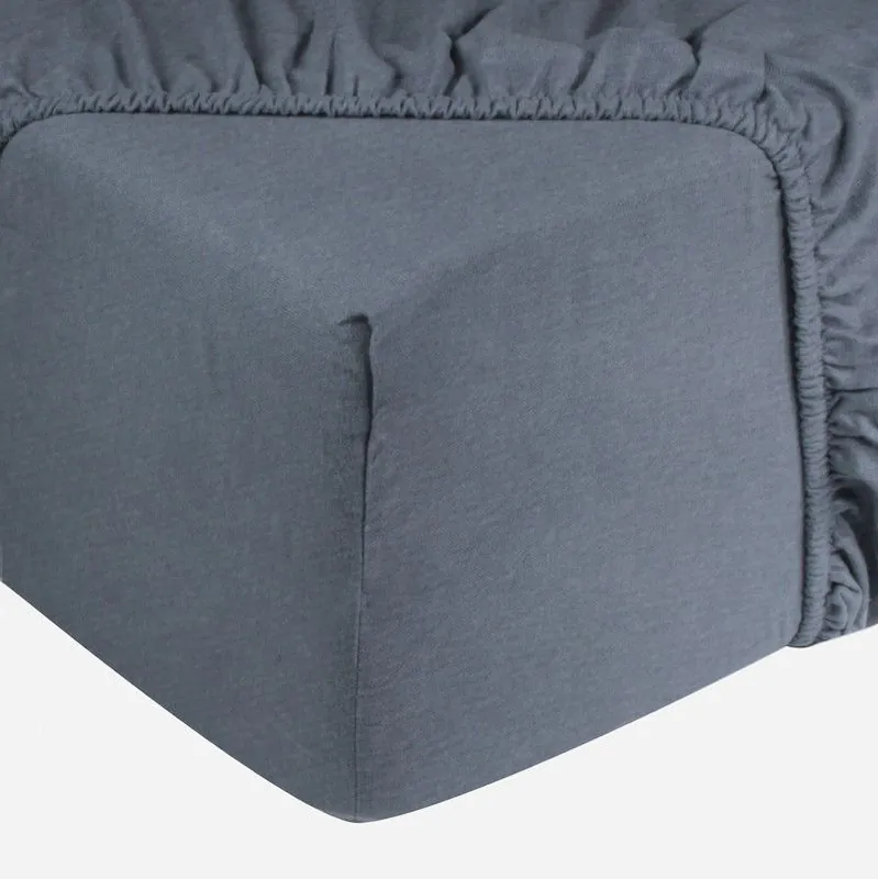 Koop Vandaag DoubleDry Jersey Stretch Hoeslaken - 100% Katoen - Tweepersoons 180x200 cm - 25cm Matrasdikte - Rondom Elastiek - Blauw Melange