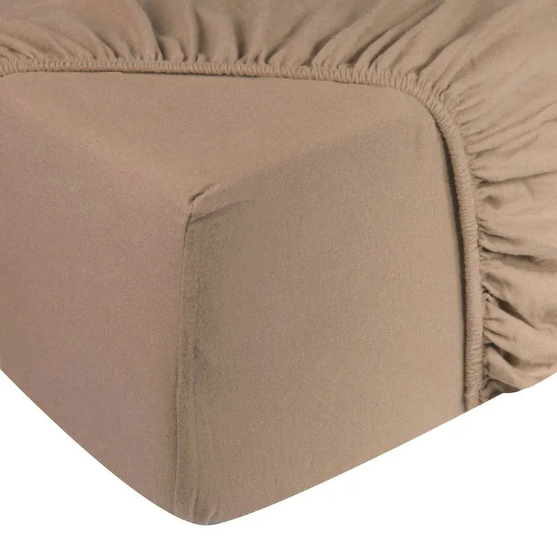 DoubleDry Jersey Stretch Hoeslaken - 100% Katoen - Tweepersoons 180x200 cm - 25cm Matrasdikte - Rondom Elastiek - Beige Budget