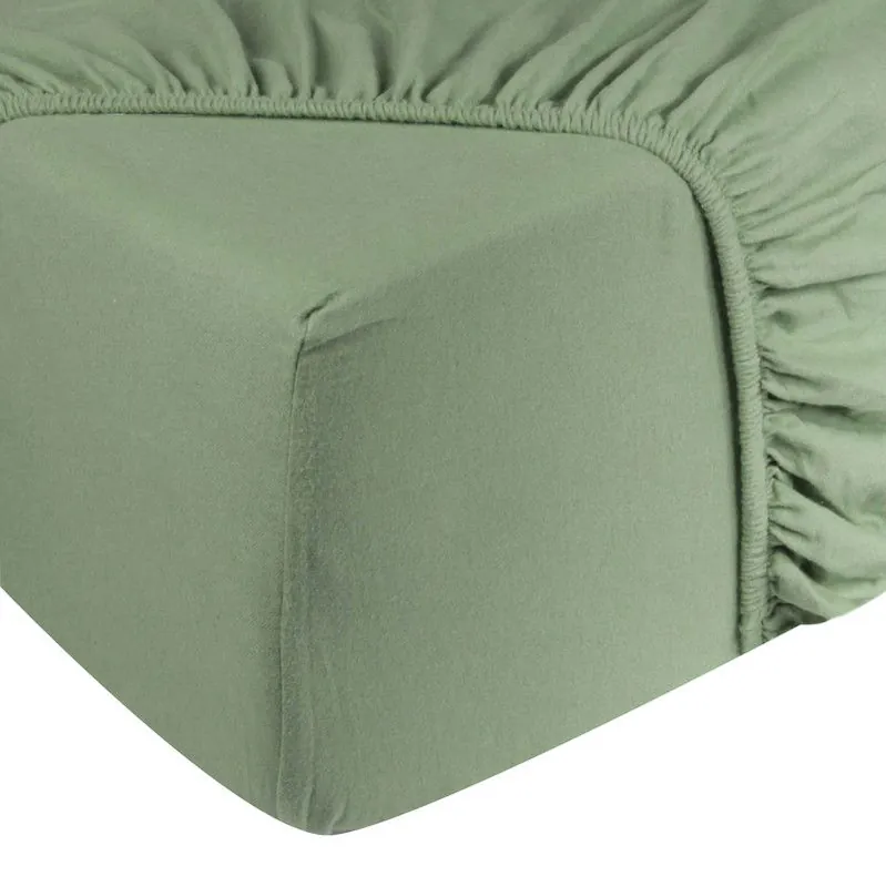Betrouwbaar DoubleDry Jersey Stretch Hoeslaken - 100% Katoen - Tweepersoons 140x200 cm - 25cm Matrasdikte - Rondom Elastiek - Oud Groen