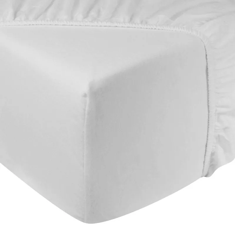 Op = Op DoubleDry Hoeslaken Flanel 100% Zacht Katoen - Tweepersoons 140x200 cm - Rondom Elastiek - Wit