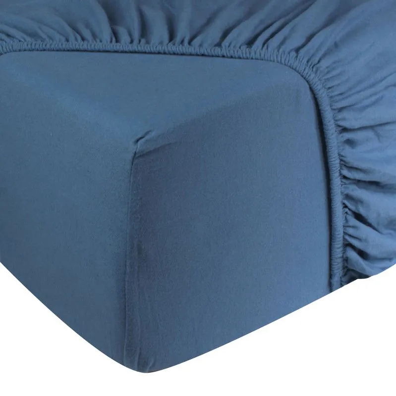 Betaalbaar DoubleDry Hoeslaken Flanel 100% Zacht Katoen - Eenpersoons 90x200 cm - Rondom Elastiek - Petrol