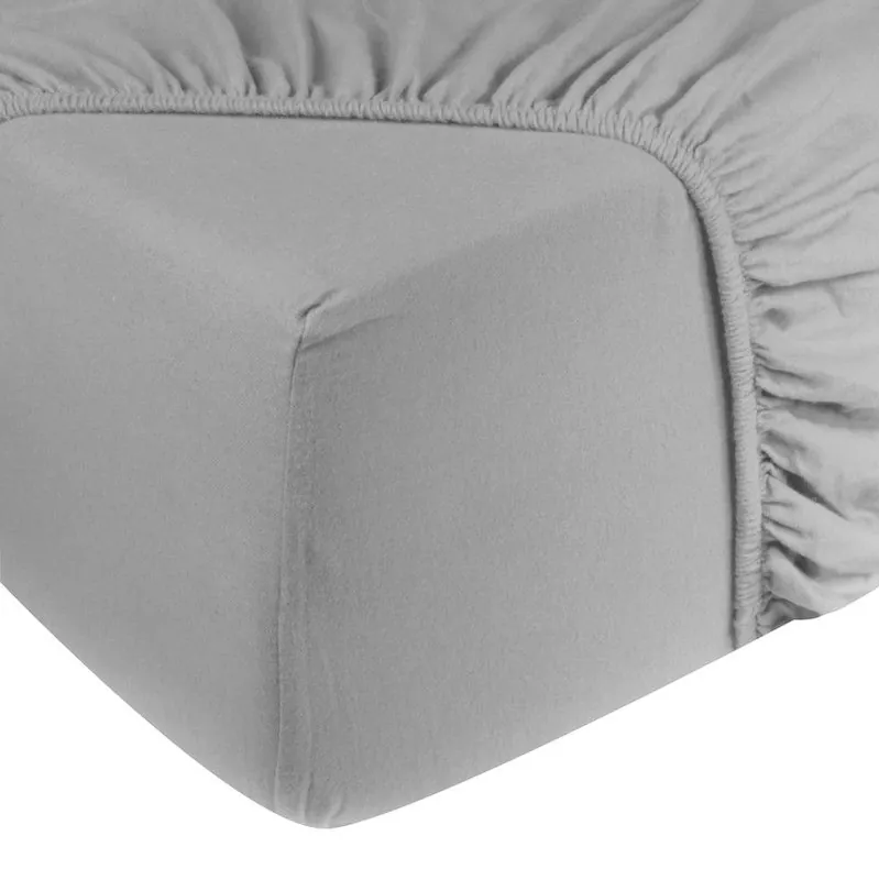 DoubleDry Jersey Stretch Hoeslaken - 100% Katoen - Tweepersoons 160x200 cm - 25cm Matrasdikte - Rondom Elastiek - Lichtgrijs Plaats Bestelling