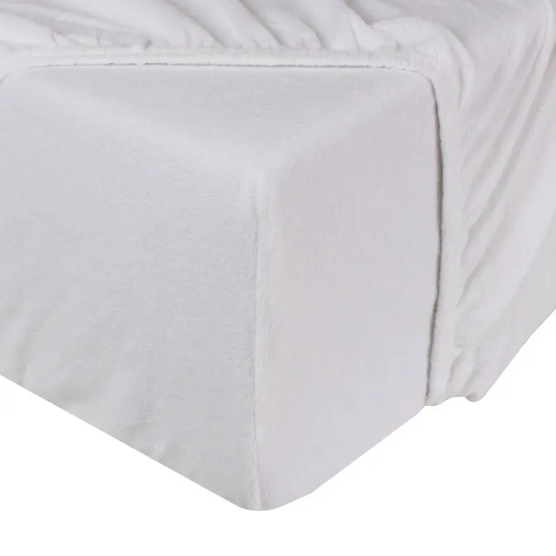 DoubleDry Molton Hoeslaken - Matrasbeschermer 140x200 cm - Badstof Stretch - Katoen - Rondom Elastiek - Wit Uitverkoop