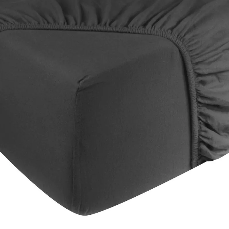 DoubleDry Jersey Stretch Hoeslaken - 100% Katoen - Tweepersoons 180x200 cm - 25cm Matrasdikte - Rondom Elastiek - Antraciet Aanbieding