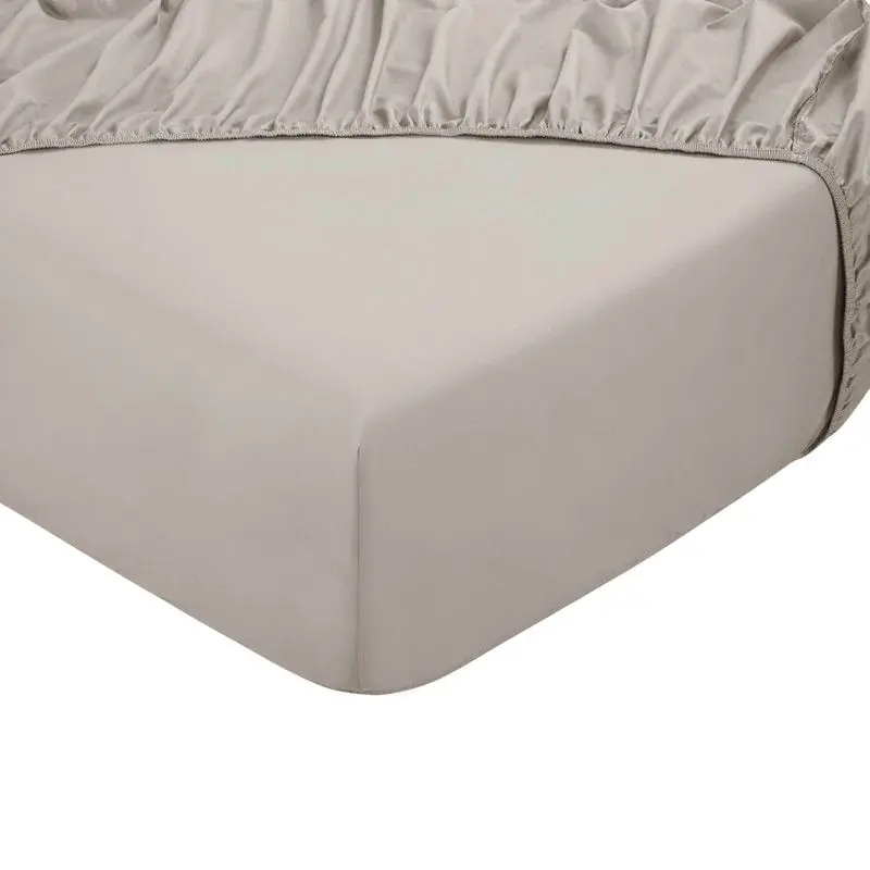 Direct Beschikbaar DoubleDry Hoeslaken 100% Natuurlijk Katoen - Eenpersoons 90x200 cm - Zacht & Ademend - Rondom Elastiek - Lichttaupe