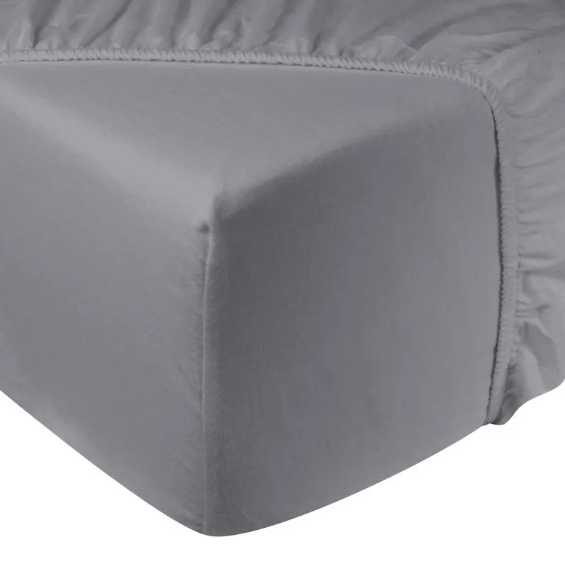 Populair DoubleDry Hoeslaken Flanel 100% Zacht Katoen - Tweepersoons 180x200 cm - Rondom Elastiek - Grijs