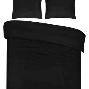 Nieuw Model DoubleDry Dekbedovertrek 100% Natuurlijk Katoen - Lits Jumeaux 240x200/220 cm + 2 Kussenslopen - Ademend & Zacht - Zwart