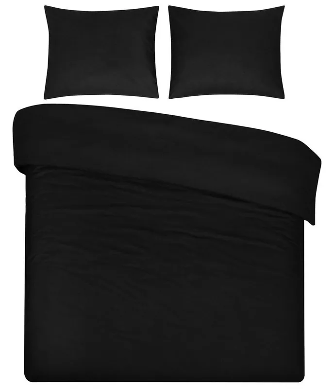 Nieuw Model DoubleDry Dekbedovertrek 100% Natuurlijk Katoen - Lits Jumeaux 240x200/220 cm + 2 Kussenslopen - Ademend & Zacht - Zwart