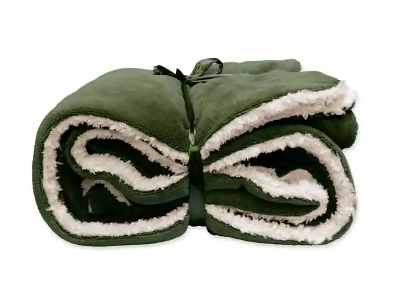 Flitsaanbieding Lars coral fleece/suede plaid winter green 150x200 cm