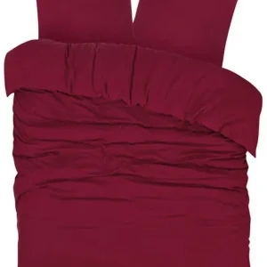 Nieuw Model DoubleDry Dekbedovertrek Flanel 100% Zacht Katoen - Tweepersoons 200x200/220 cm + 2 Kussenslopen - Ademend & Huidvriendelijk - Bordeaux