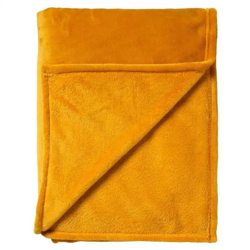 Dutch Decor CHARLIE - plaid 200x220 cm - extra grote fleece deken - effen kleur - Golden Glow - geel - Dutch Decor Laatste Kans