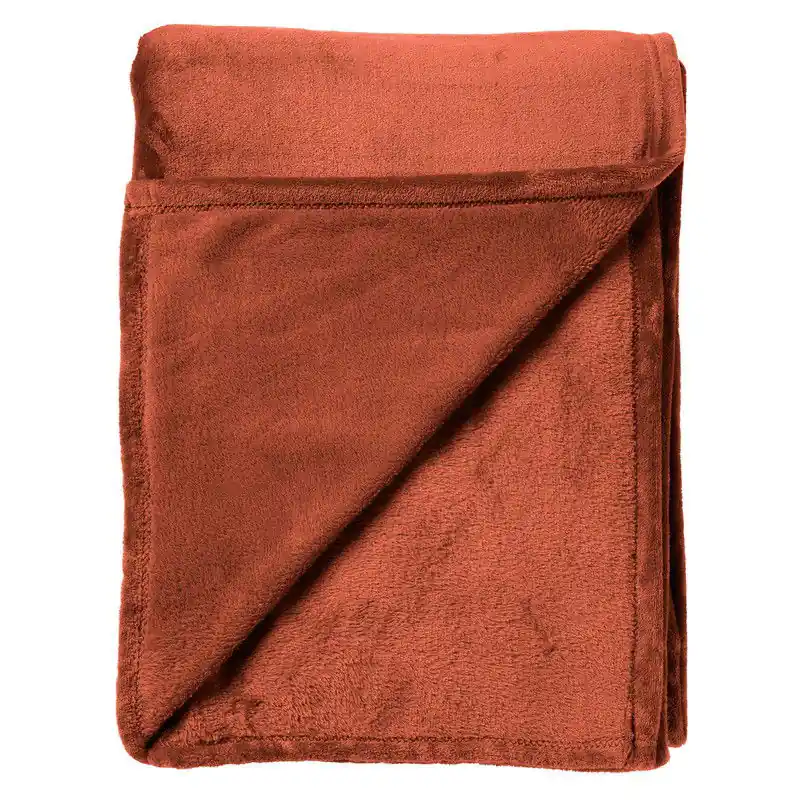 Actieprijs Dutch Decor BILLY - Plaid 150x200 cm - flannel fleece - superzacht - Potters Clay - oranje terra - Dutch Decor